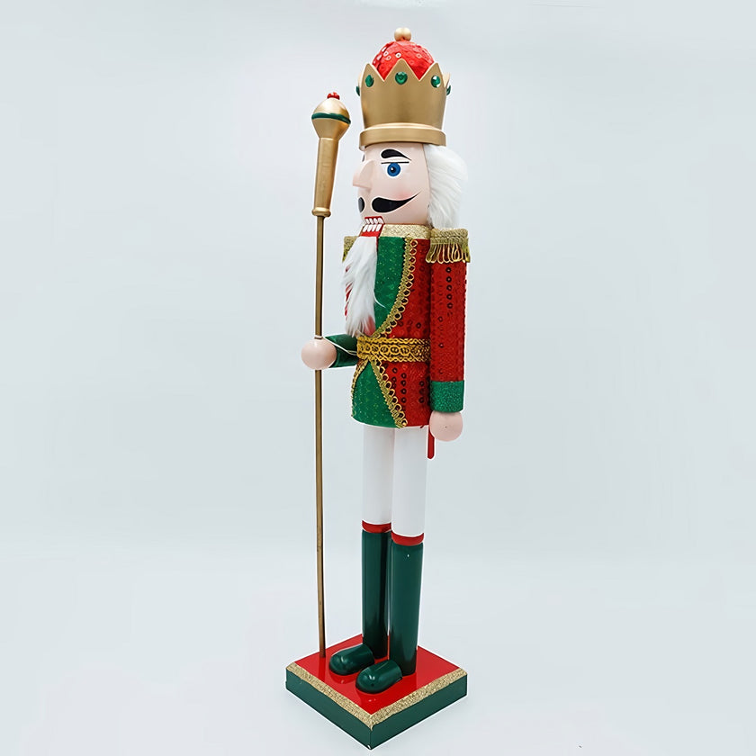 Spărgător de nuci decorativ Crăciun, din lemn, roșu, 60 cm
