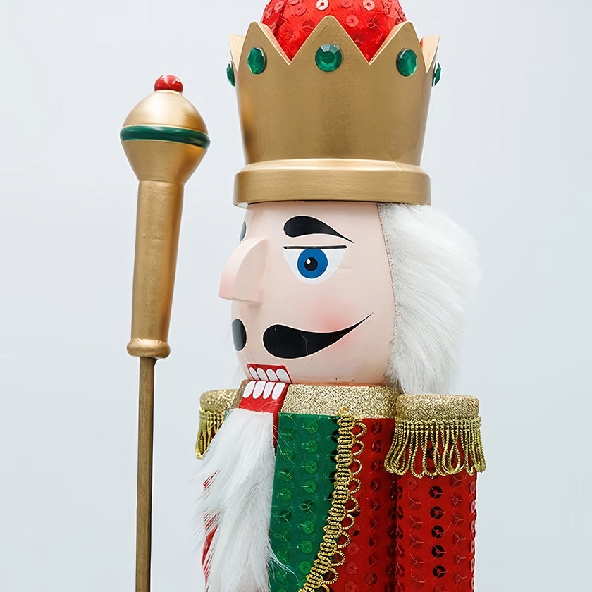 Spărgător de nuci decorativ Crăciun, din lemn, roșu, 60 cm