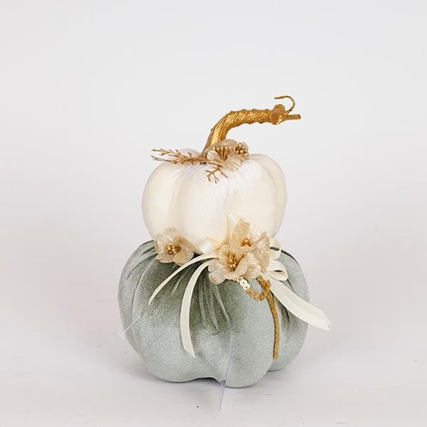 Dovleac decorativ catifelat verde 22cm