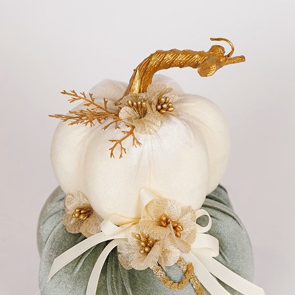 Dovleac decorativ catifelat verde 22cm