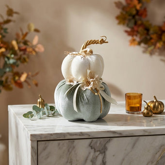 Dovleac decorativ catifelat verde 22cm