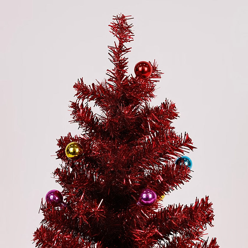 Brad artificial decorativ de masă, în ghiveci Moș Crăciun, roșu, 45cm