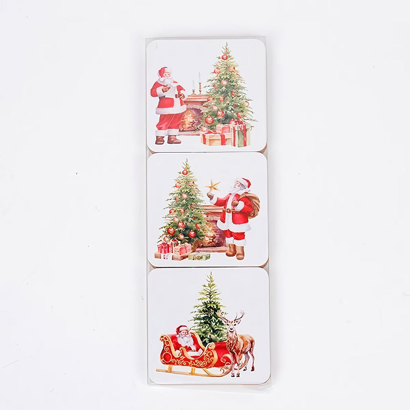 Set de 6 suporturi pentru pahare și căni cu Moș Crăciun, 9cm