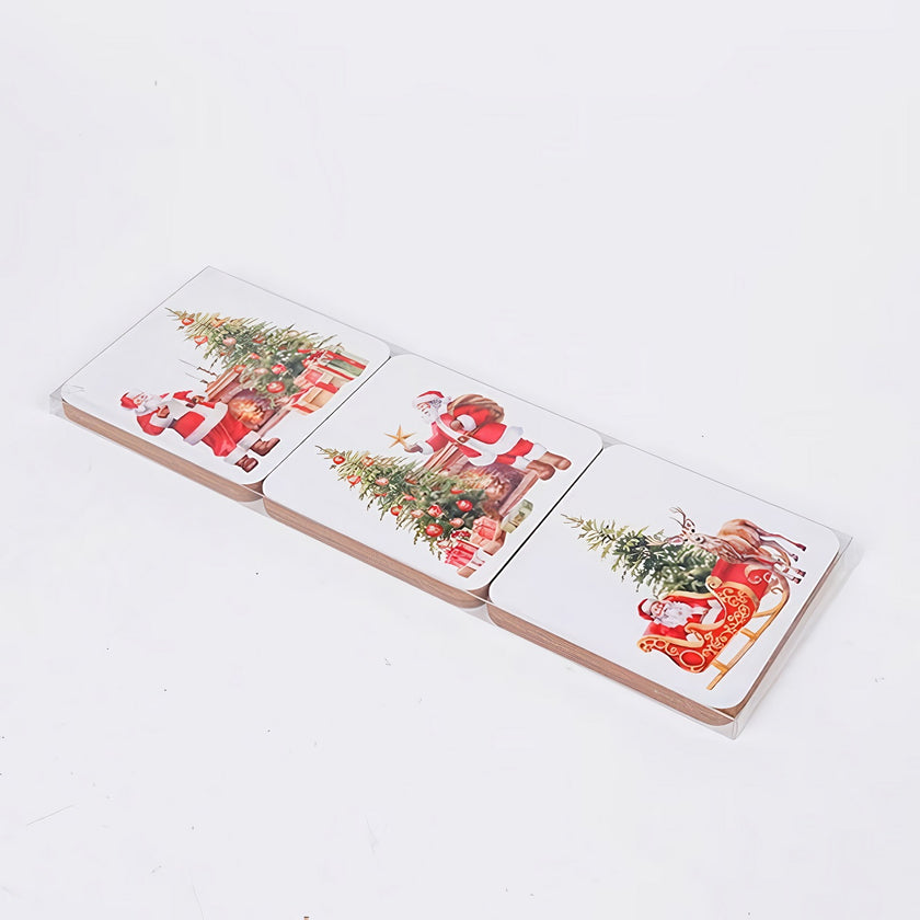 Set de 6 suporturi pentru pahare și căni cu Moș Crăciun, 9cm
