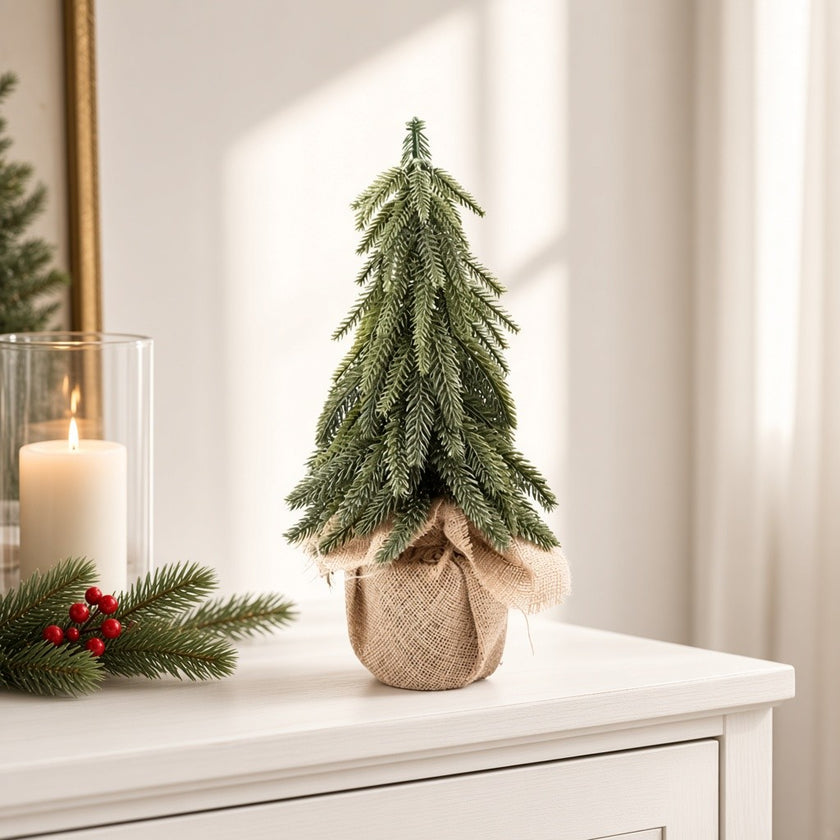 Brad artificial decorativ în ghiveci, verde, 36cm