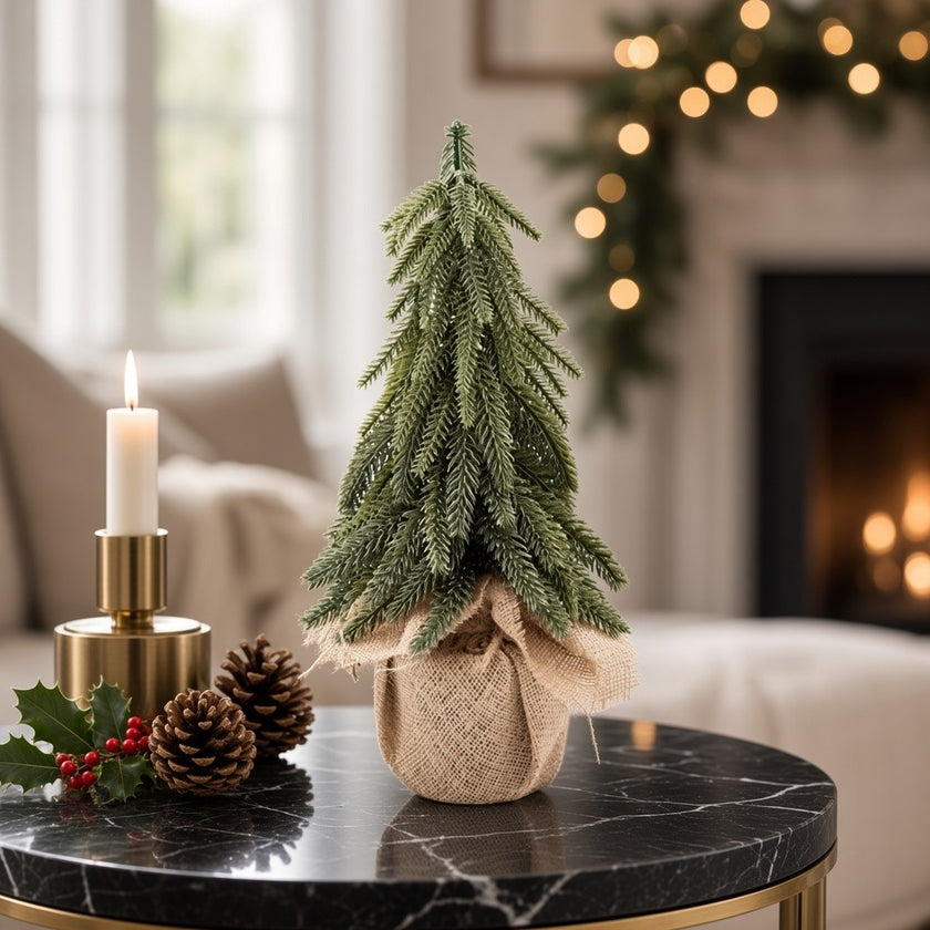 Brad artificial decorativ în ghiveci, verde, 36cm