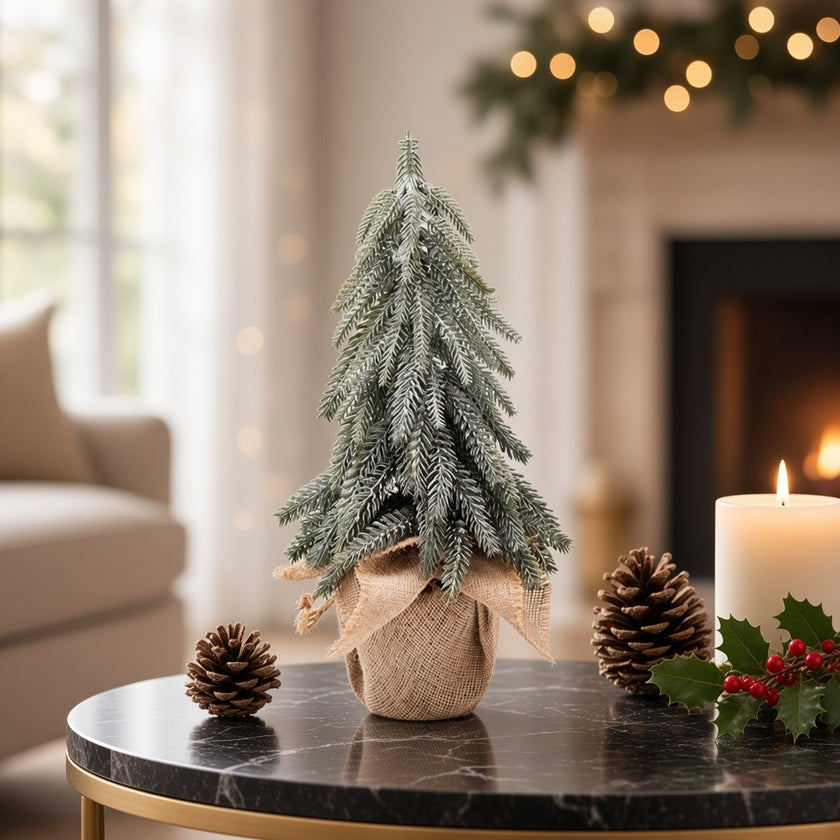 Brad artificial decorativ nins, în ghiveci, verde, 36cm