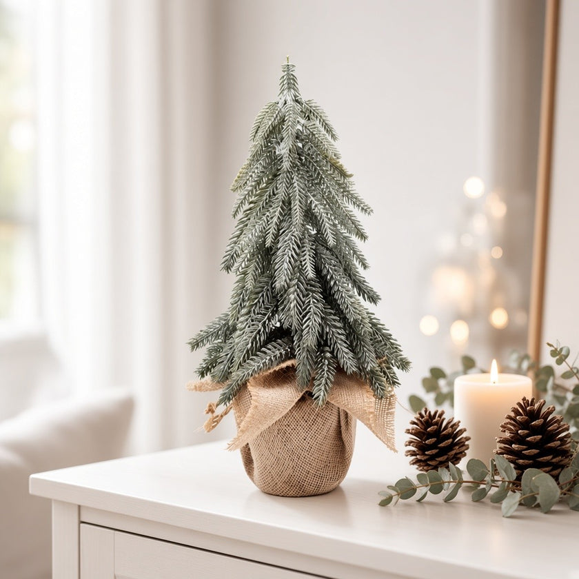 Brad artificial decorativ nins, în ghiveci, verde, 36cm