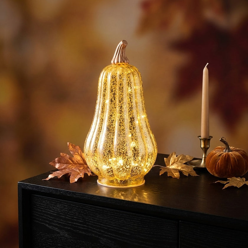 Dovleac decorativ auriu cu LED 24cm