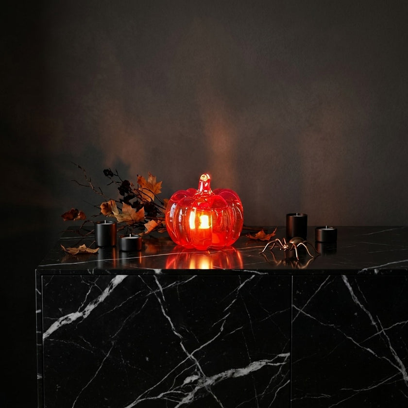 Dovleac decorativ roșu cu LED 8cm