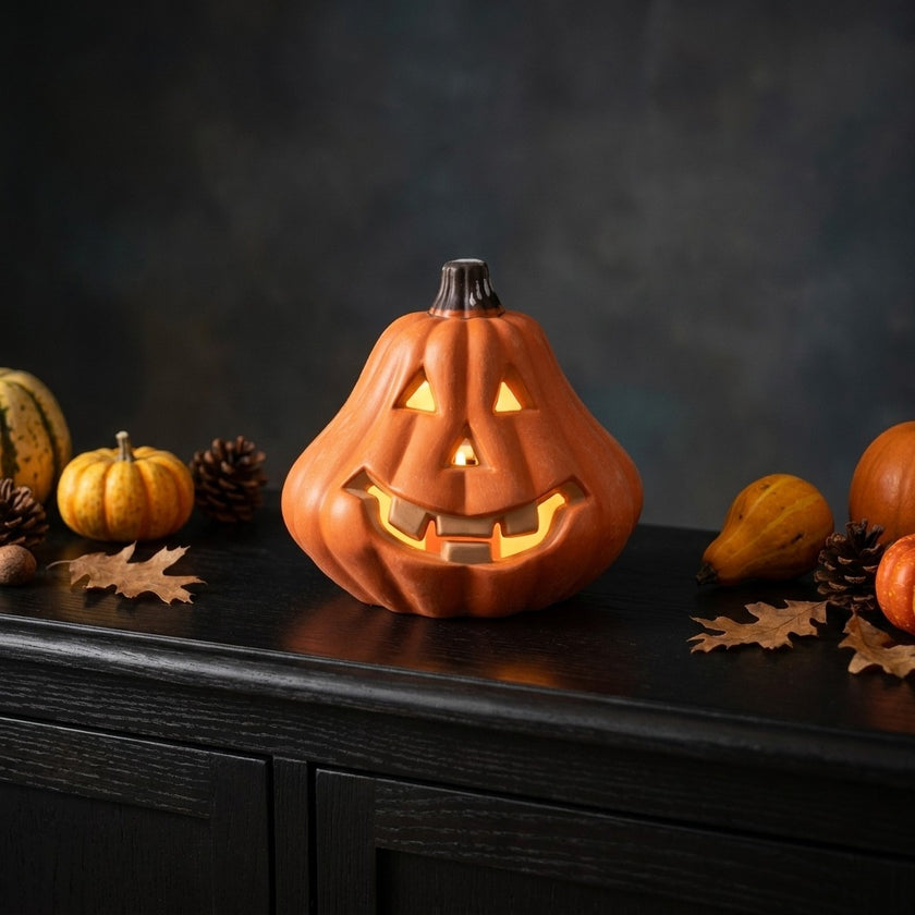 Dovleac de Halloween felinar cu LED 16cm