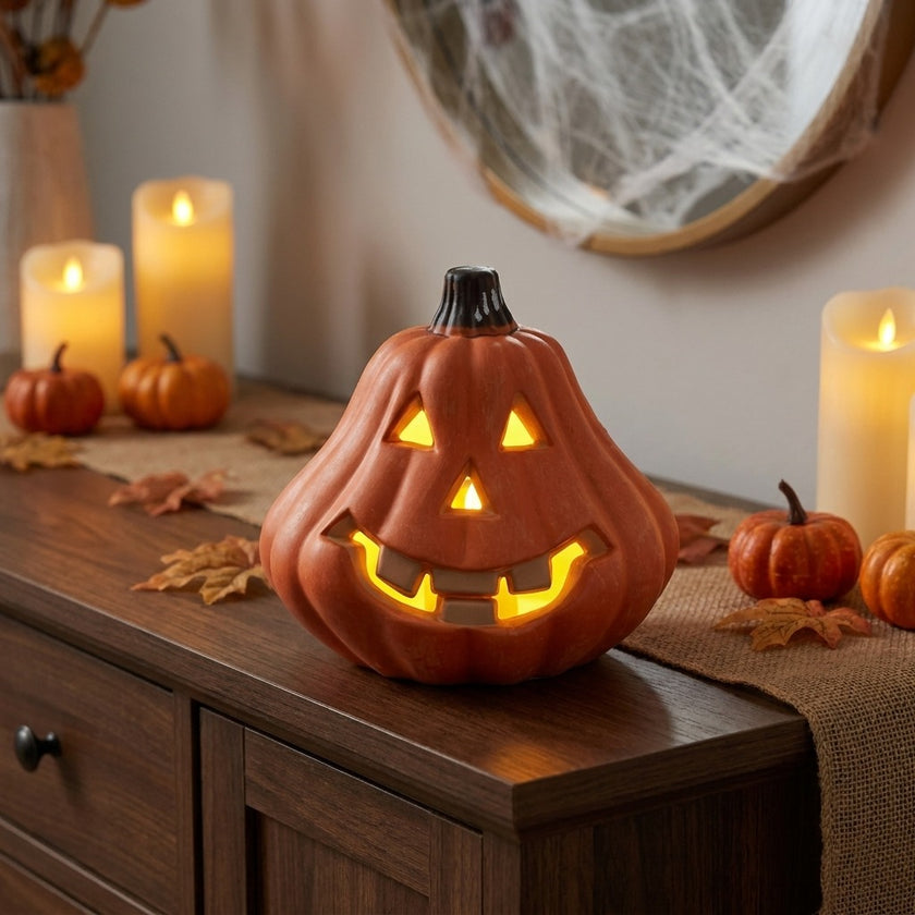 Dovleac de Halloween felinar cu LED 16cm