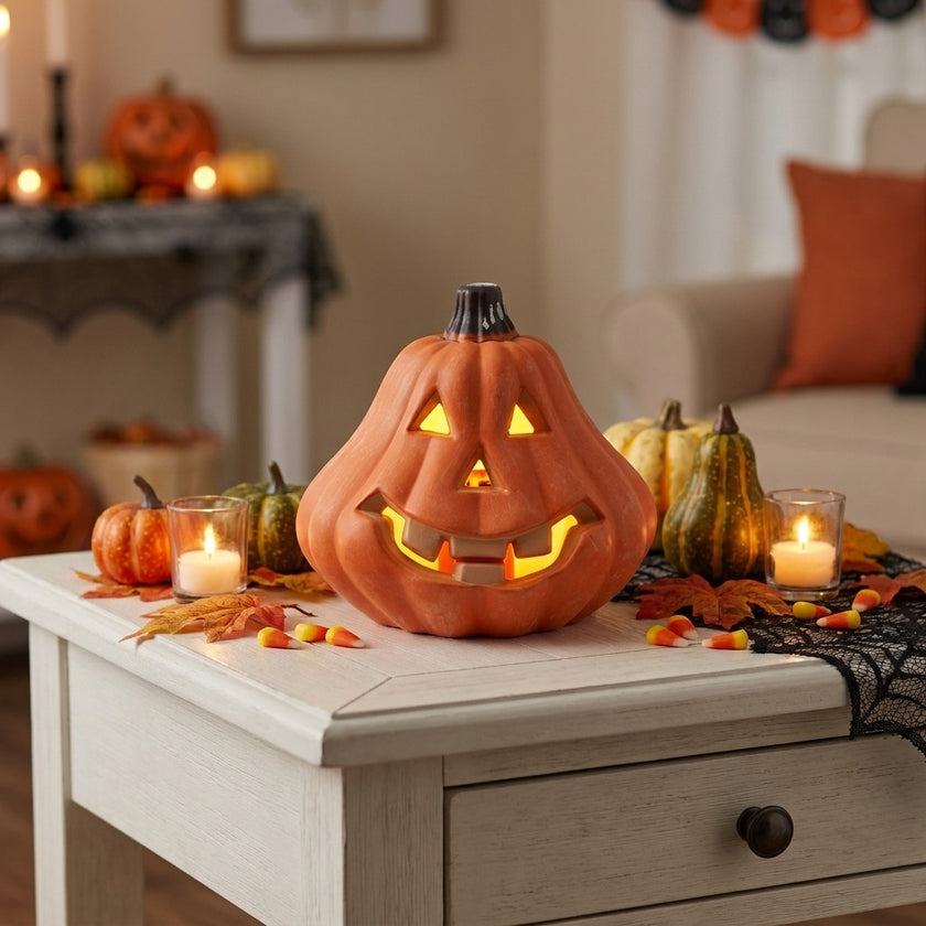 Dovleac de Halloween felinar cu LED 16cm