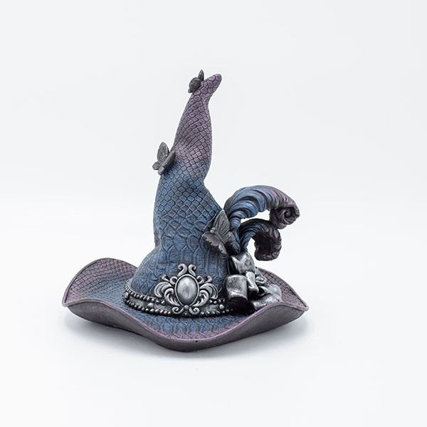 Figurină de Halloween pălărie de vrăjitoare cu pene 18cm