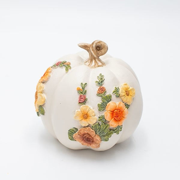 Dovleac decorativ alb cu flori 10cm