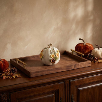 Dovleac decorativ alb cu flori 10cm