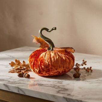 Dovleac decorativ din catifea portocaliu 19cm
