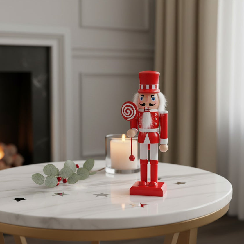 Spărgător de nuci decorativ Crăciun, din plastic, roșu, 25 cm