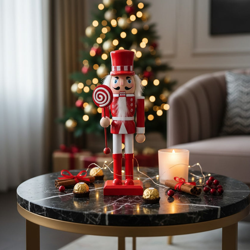 Spărgător de nuci decorativ Crăciun, din plastic, roșu, 25 cm