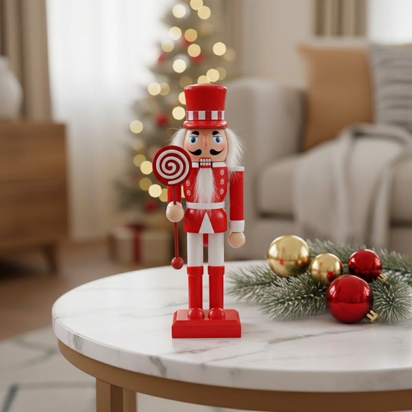 Spărgător de nuci decorativ Crăciun, din plastic, roșu, 25 cm