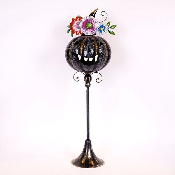 Dovleac decorativ de Halloween pe suport metalic 85cm