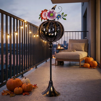 Dovleac decorativ de Halloween pe suport metalic 85cm