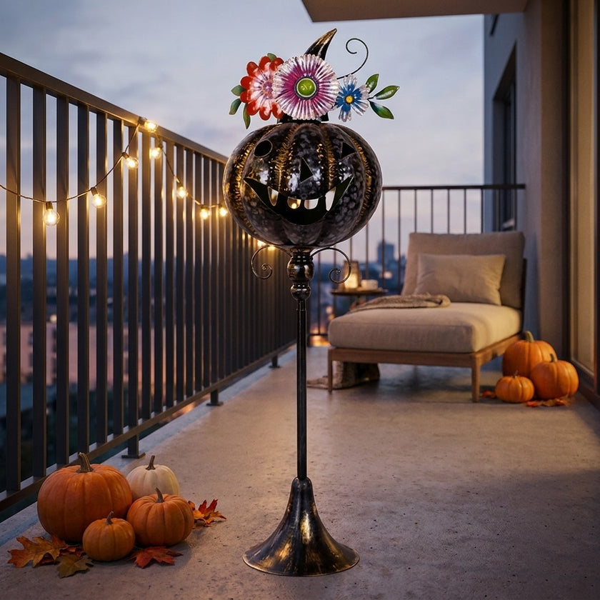 Dovleac decorativ de Halloween pe suport metalic 85cm