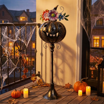 Dovleac decorativ de Halloween pe suport metalic 85cm