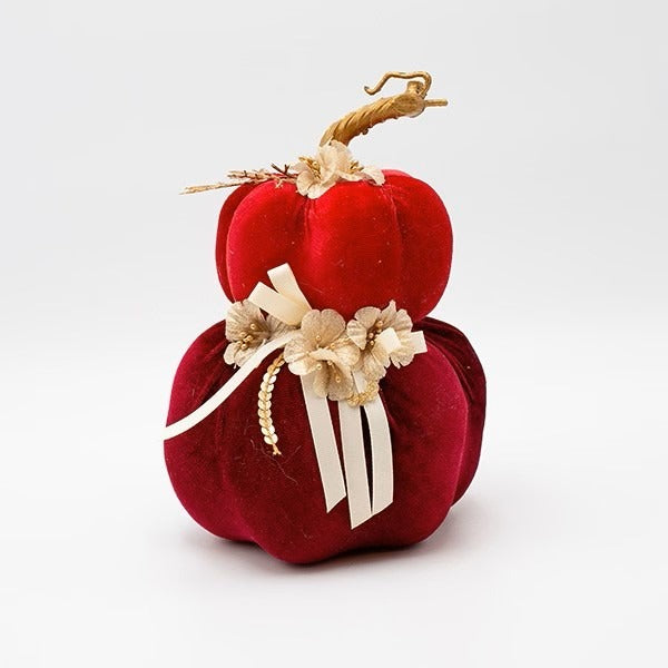 Dovleac decorativ catifelat roșu 22cm