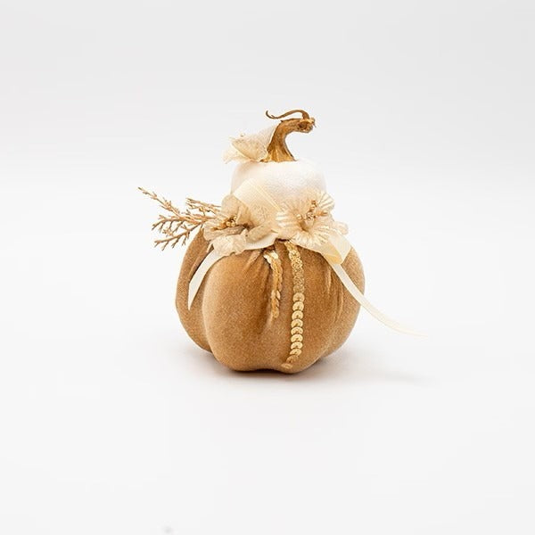 Dovleac decorativ catifelat bej 13cm