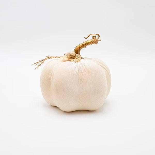 Dovleac decorativ catifelat crem 15cm