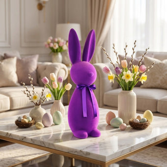 Iepuraș de Paște mov catifelat 71cm