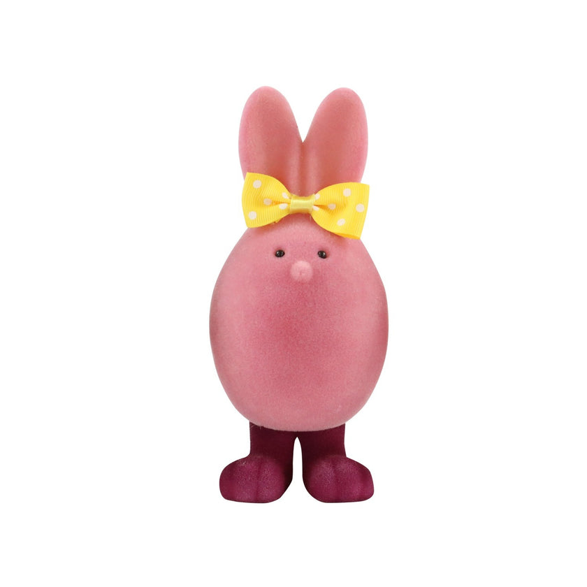 Figurină iepuraș de Paște catifelat roz intens 20cm