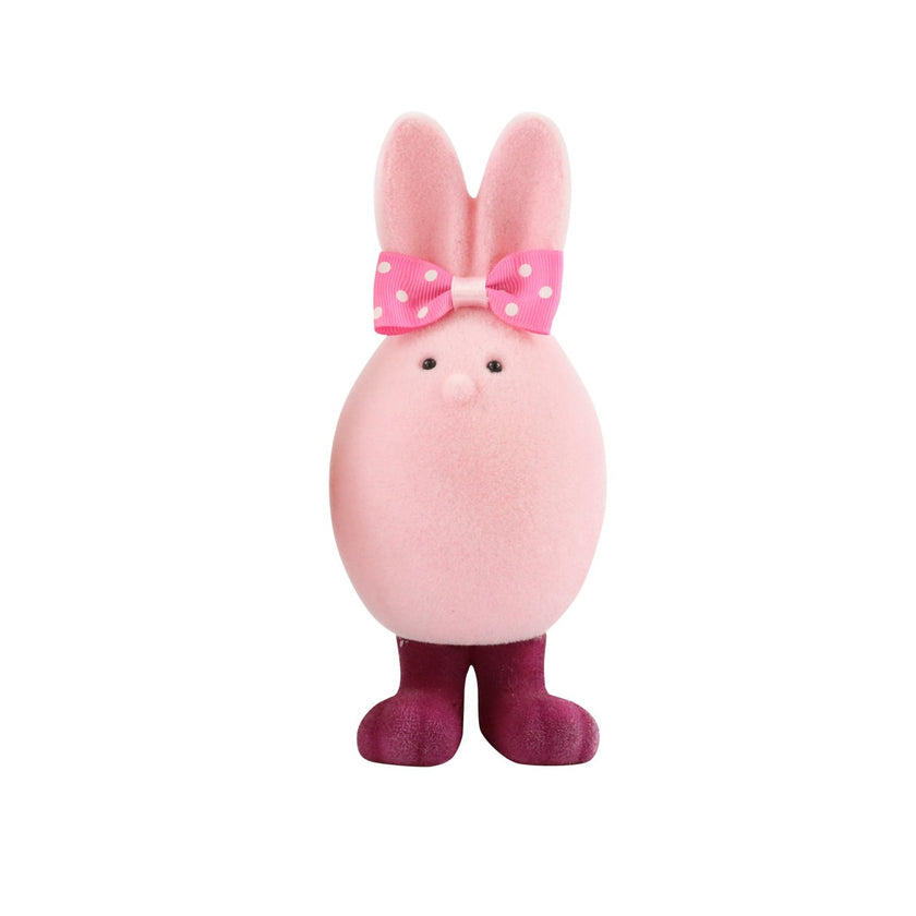 Figurină iepuraș de Paște catifelat roz 20cm