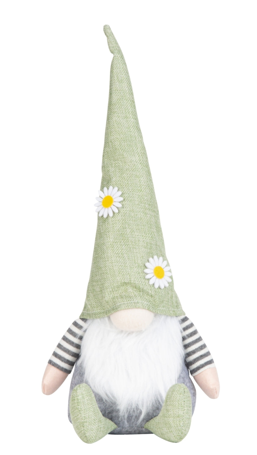 Figurină gnom de primăvară cu pălărie verde 44cm