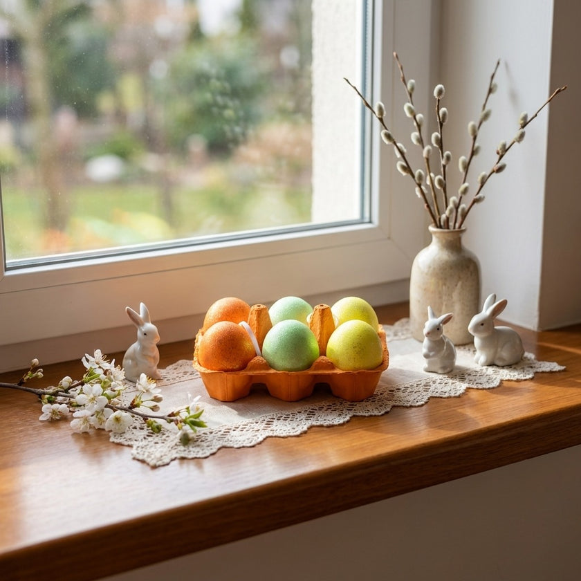 Set 6 ouă decorative de Paște portocaliu