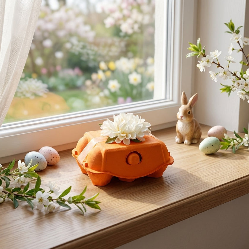 Set 6 ouă decorative de Paște portocaliu