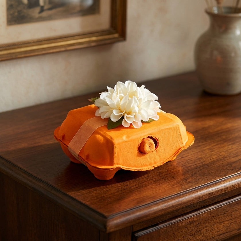 Set 6 ouă decorative de Paște portocaliu