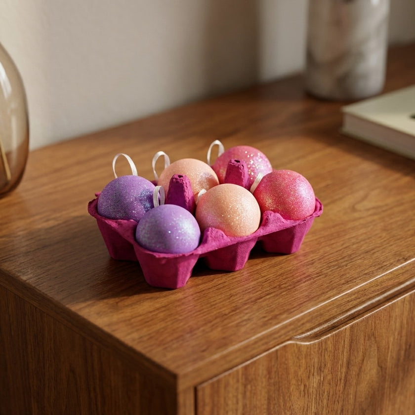 Set 6 ouă decorative de Paște roz