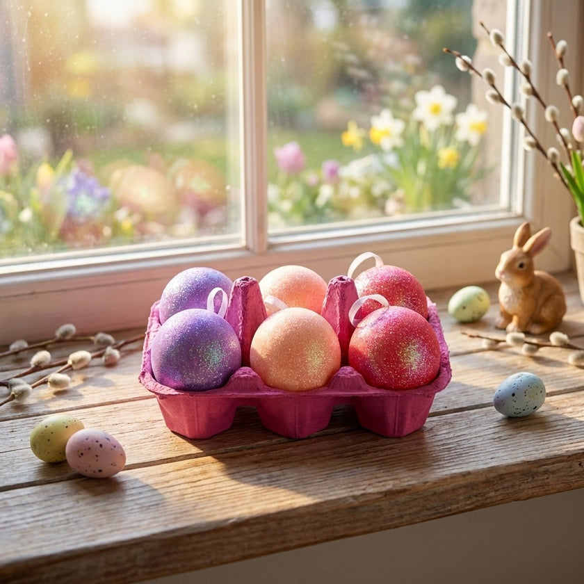 Set 6 ouă decorative de Paște roz