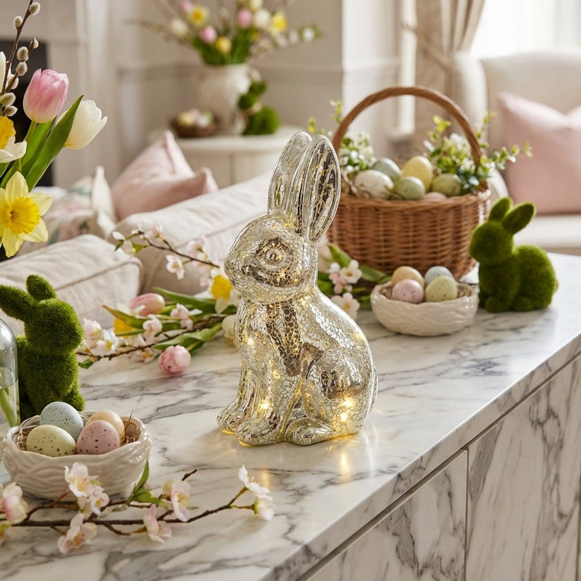 Iepuraș de Paște verde cu lumini LED