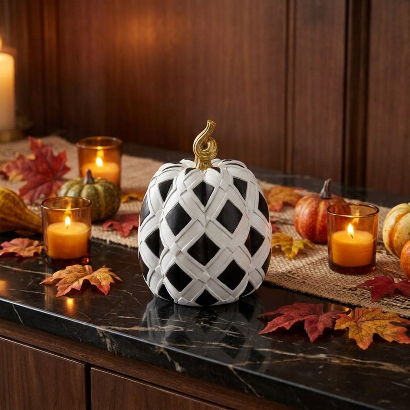 Dovleac decorativ alb-negru 24cm