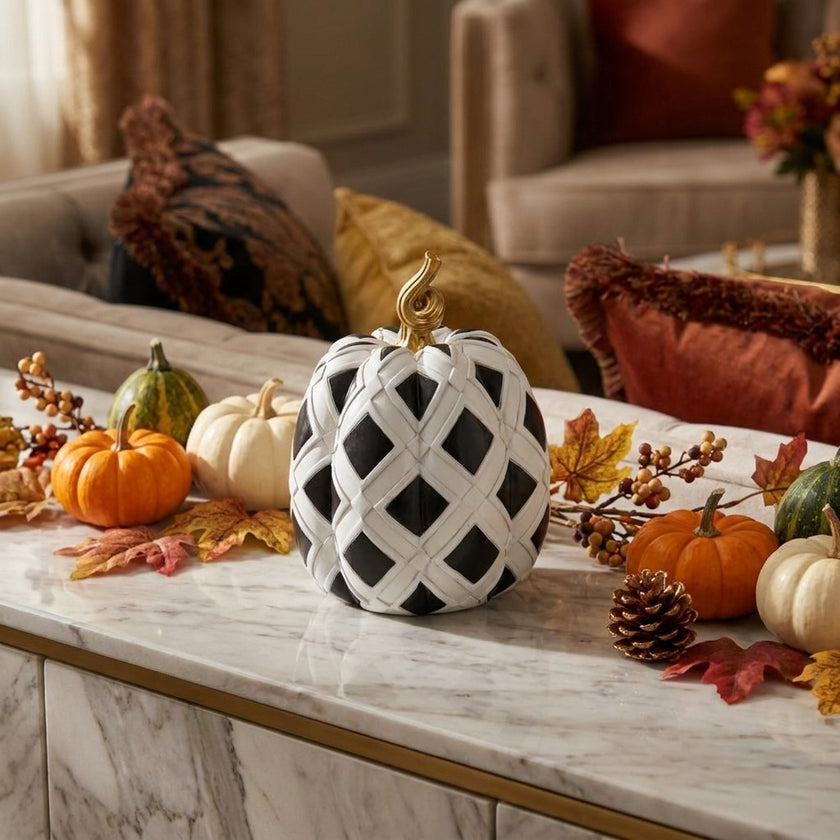 Dovleac decorativ alb-negru 24cm