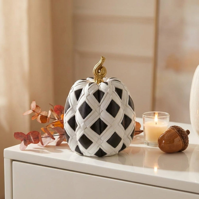 Dovleac decorativ alb-negru 24cm