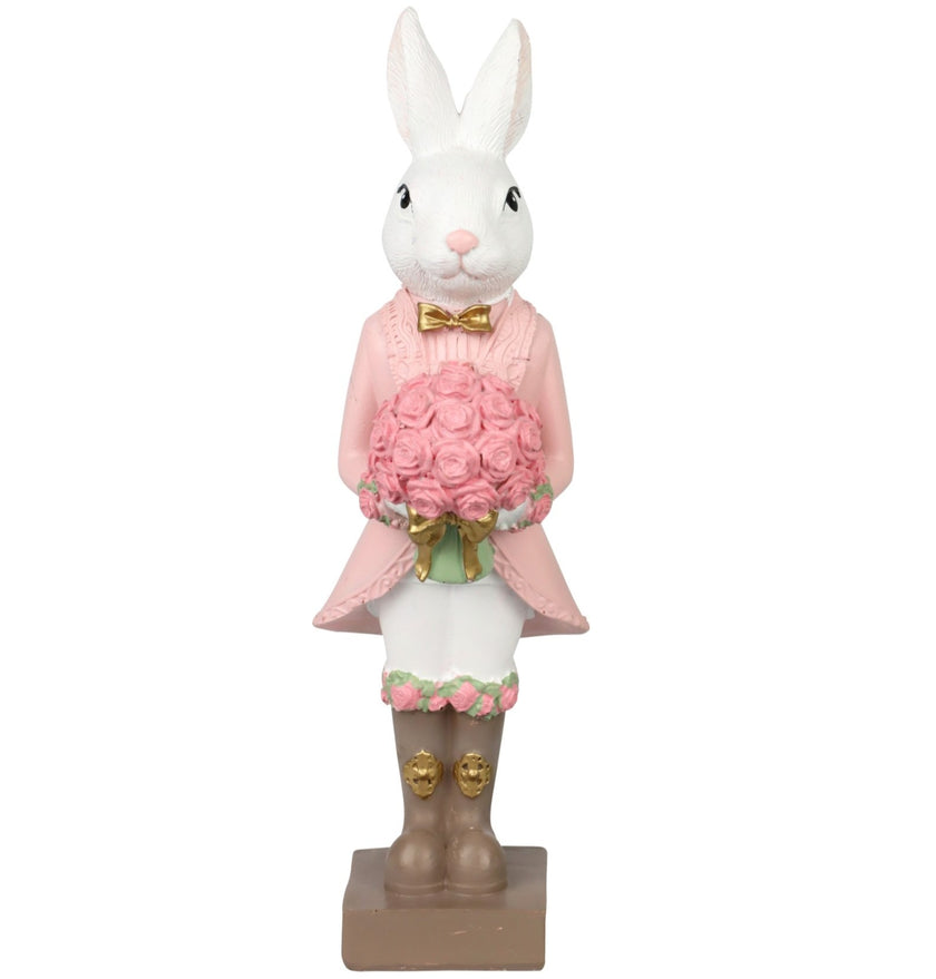 Figurină iepuraș de Paște cu buchet 25cm