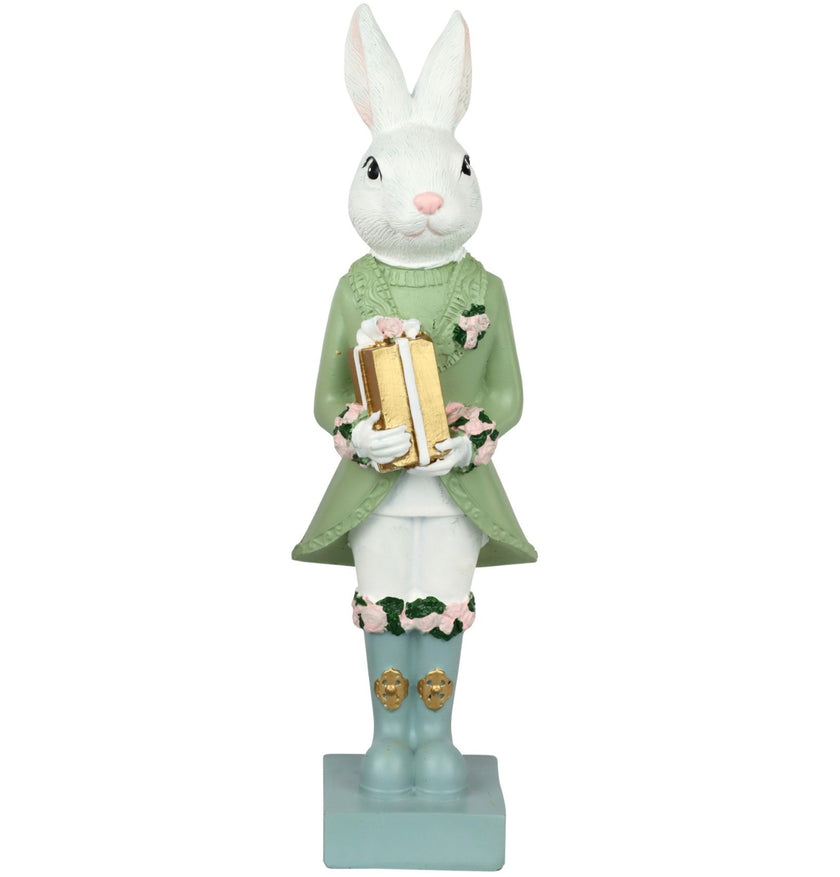 Figurină iepuraș de Paște cu cadou 25cm