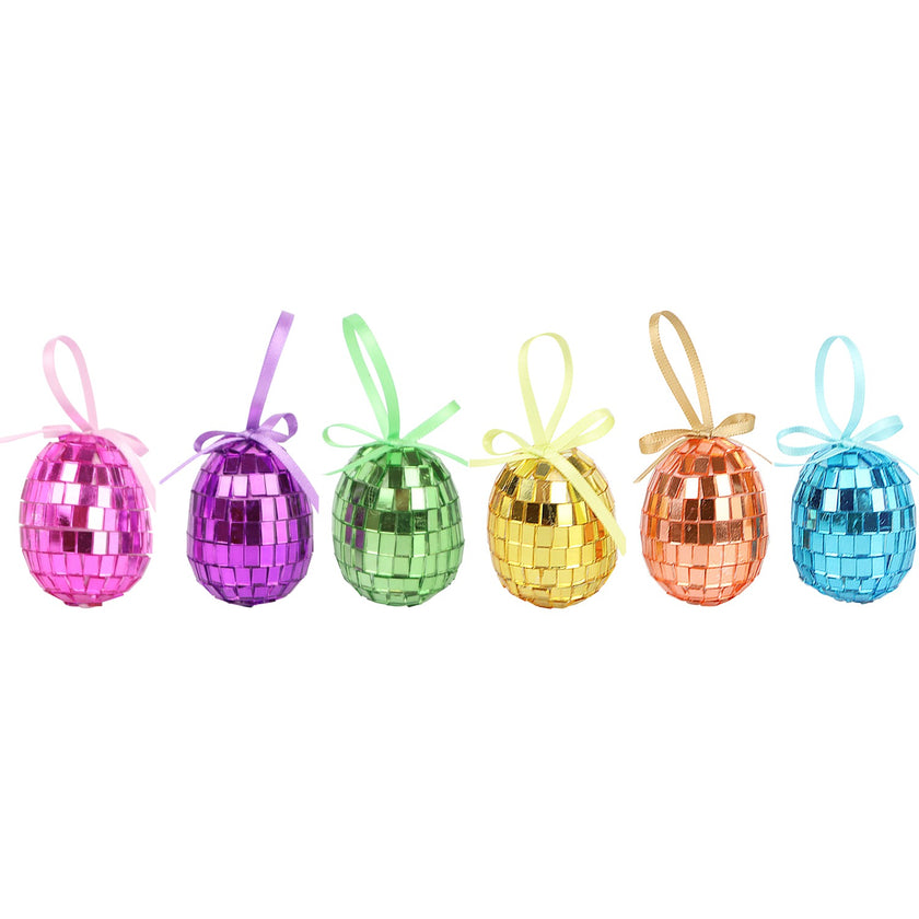 Set 6 ouă decorative de Paște disco ball