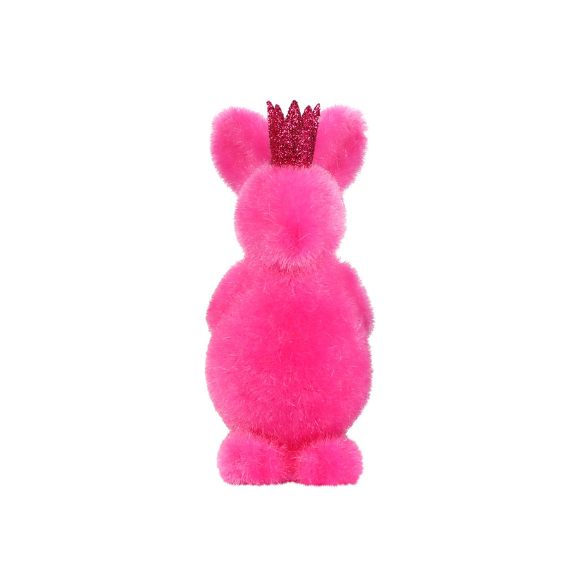 Iepuraș de Paște roz intens catifelat 13cm