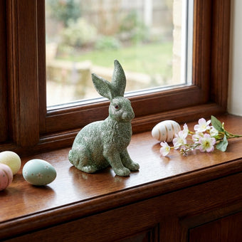 Iepuraș de Paște verde cu sclipici 24cm