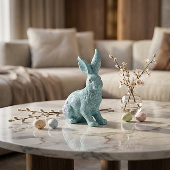 Iepuraș de Paște albastru cu sclipici 24cm